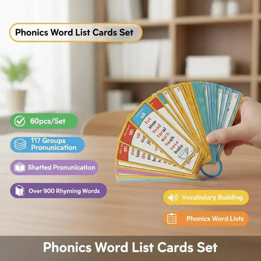 Phonics Flash Cards for Preschoolers, 117 Sound Families and 900+ Rhyming Words for Fun Early Reading Practice 1 Set