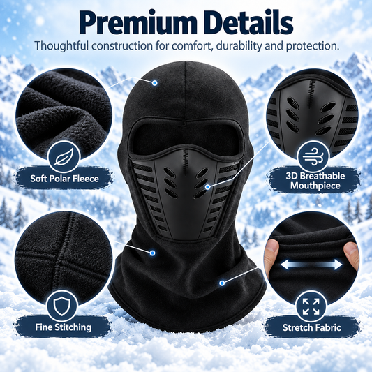 Thermal Full Face Balaclava Ski Mask Fleece Winter Face Cover with 3D Breathable Mouthpiece for Skiing