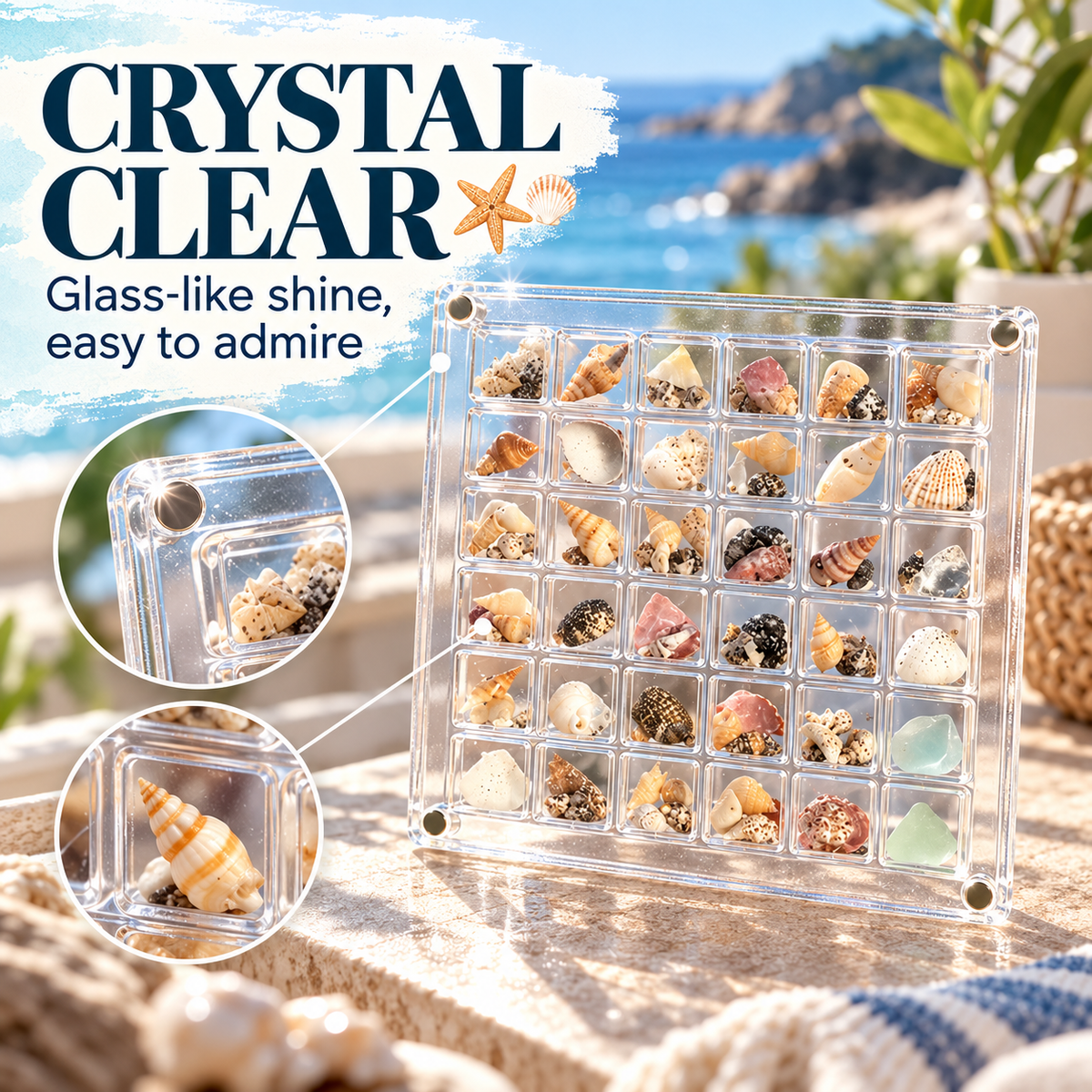 36-Grid Clear Acrylic Organizer Box for Small Collectibles
