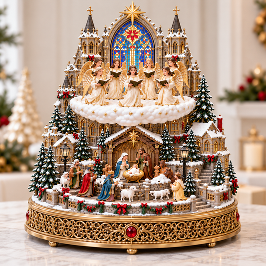 Rotating Angel Choir Nativity Village | Lighted Christmas Centerpiece