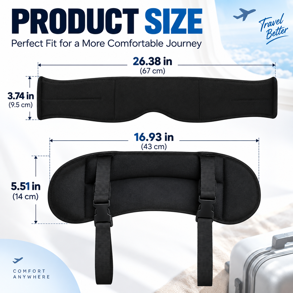 All-in-One Travel Neck Pillow, 3D Sleep Mask & Chin Support Set