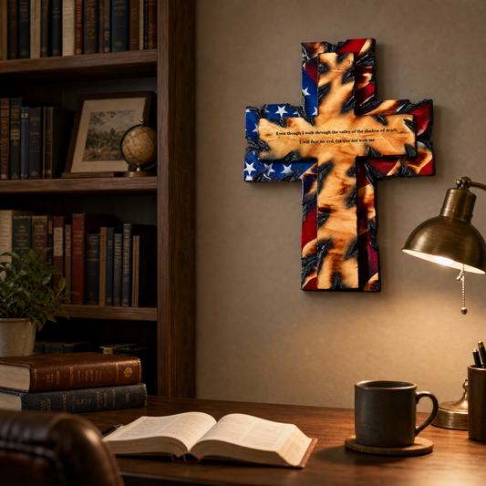 This Week Patriotic American Flag Wooden Cross Wall Decor
