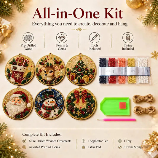 6-Piece Christmas DIY Diamond Painting Decoration Set - Perfect for Holiday Home Parties