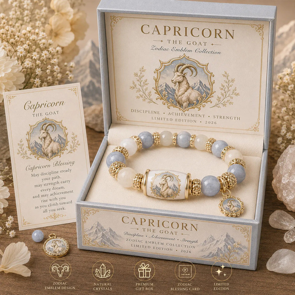 Limited Edition 12 Zodiac Bracelet Natural Chalcedony, Your Sign, Your Energy