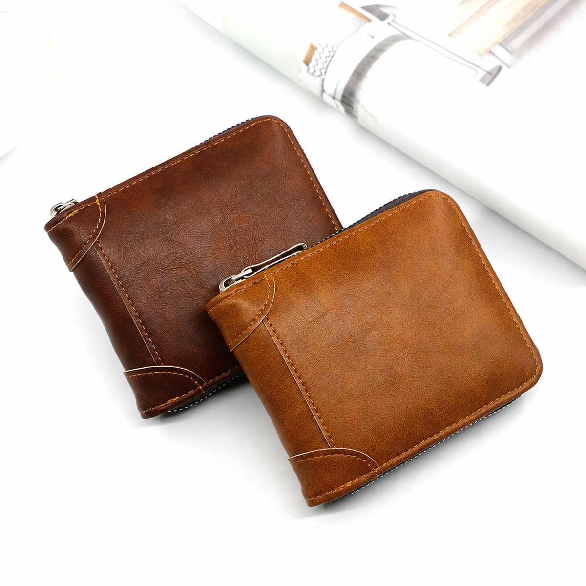 Vintage Zip Wallet, Bifold Card Coin Purse
