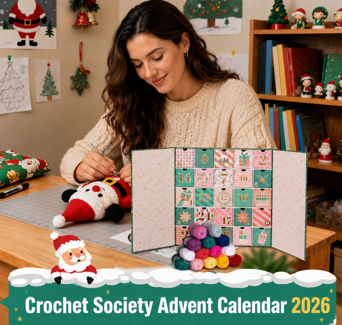 25 Days of Crochet Magic Advent Calendar 2026 with Yarn, Tools & Creative Surprises ( Same as in the video)