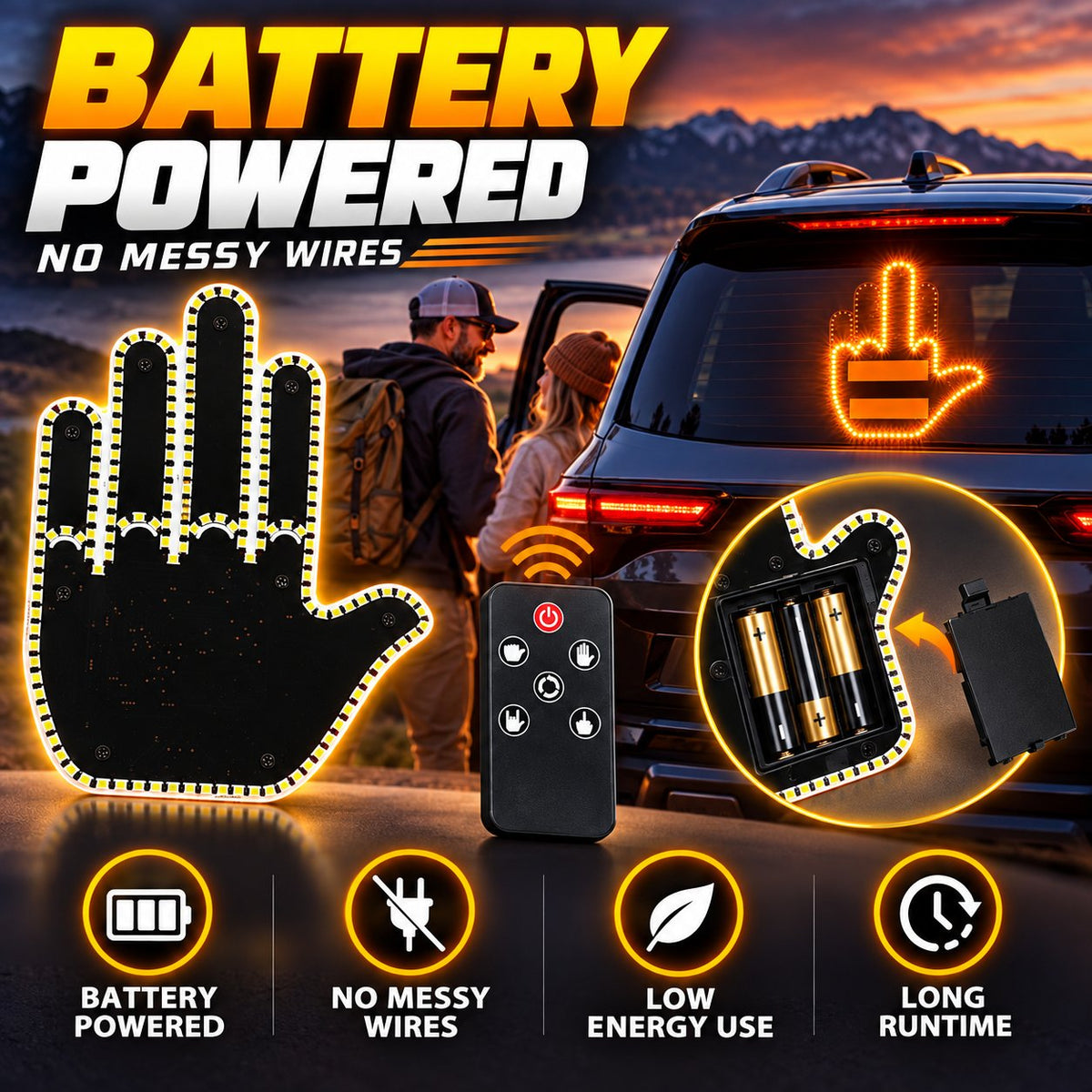 Wireless Car LED Gesture Light Express Yourself on the Road Instantly!