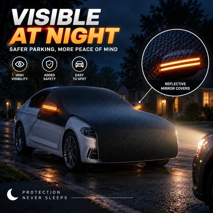 Upgrade 6-Layer Half-Car Protective Cover Snow, Frost, UV & Wind Protection