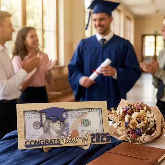 Graduation 2026 Money Holder-Unique Wooden Cash Gift Box for Class of 2026, Creative Graduation Gift for Seniors
