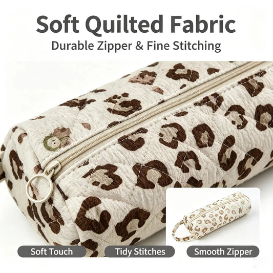Quilted Multi Purpose Storage Bag, Portable Zipper Cosmetic Makeup Pouch with Handle
