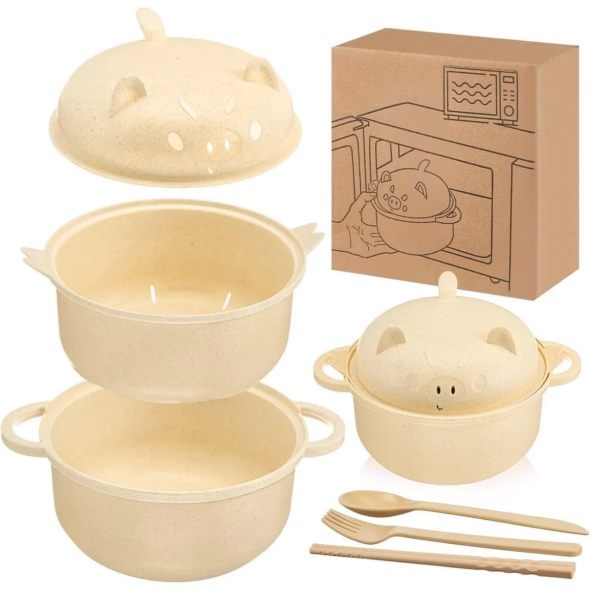 Kitchenware Tableware Value Pack with Strainer Lid, Handle, Utensils (Spoon, Fork, Chopsticks)