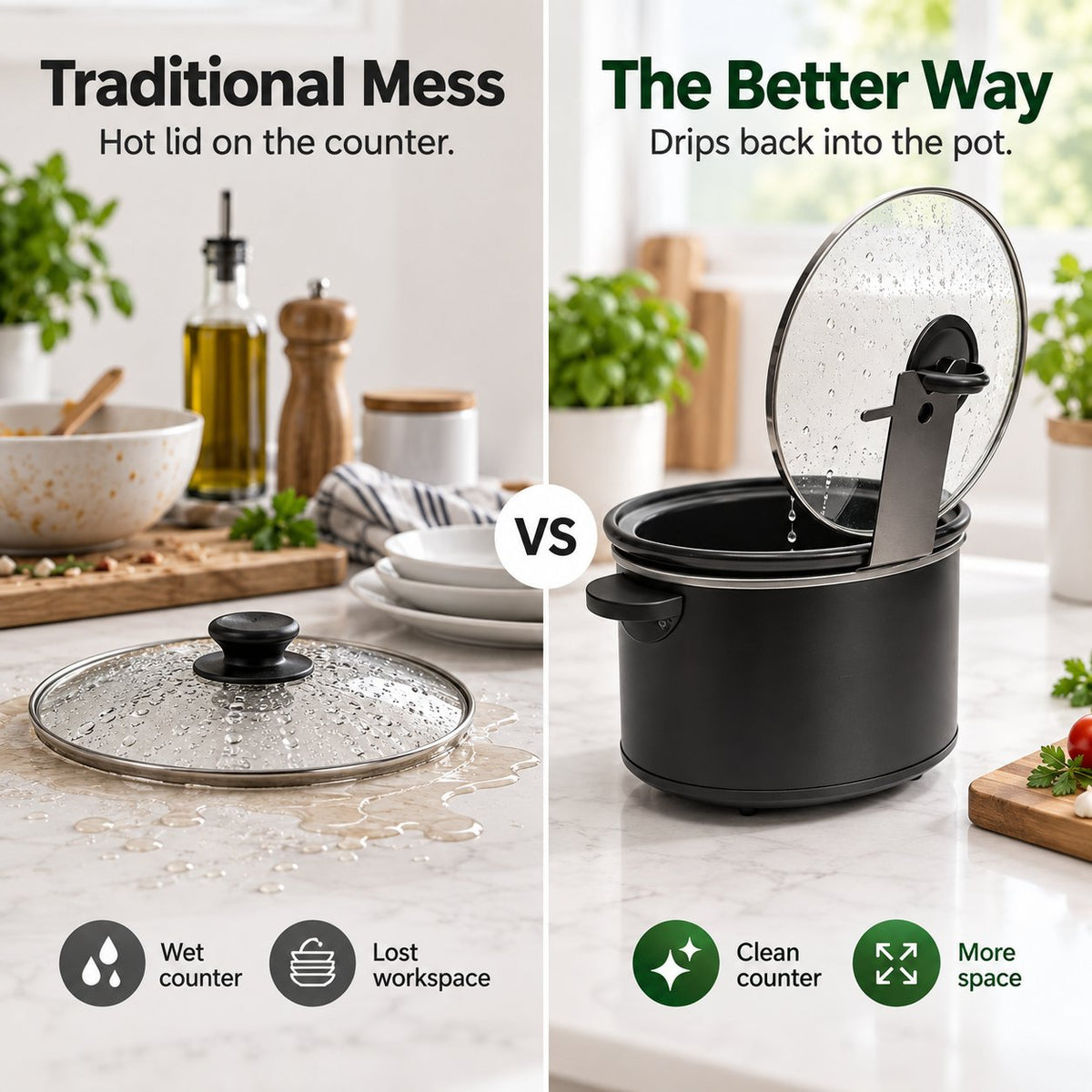 Multifunctional Anti-Slip Cooker Lid Stand - Space-Saving Kitchen Counter Organizer