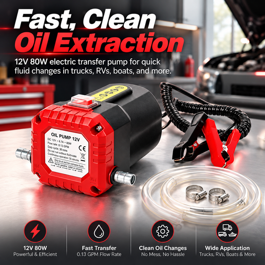 12V 80W Electric Oil Extractor Pump Engine Oil & Gear Oil Transfer Kit with Hoses
