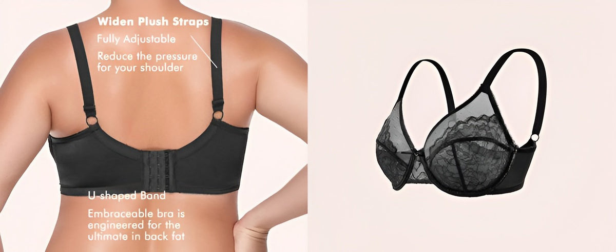 Floral Lace Plus Size Underwire Unlined Unpadded Minimizer Full Coverage Bra