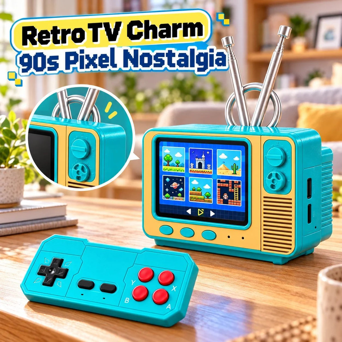 Vintage TV-Style Pocket Game Console Ideal for family nights & casual friend gatherings