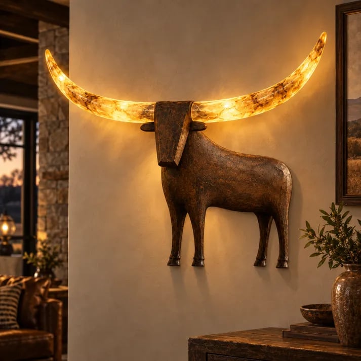 Illuminated Longhorn Wall Sculpture Rustic Western LED Wall Decor
