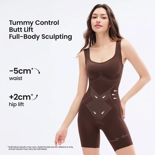 Colombian Faja Bodysuit with Tummy Control Butt Lifter, Back Support, Cotton Gusset, Postpartum Recovery Shaper