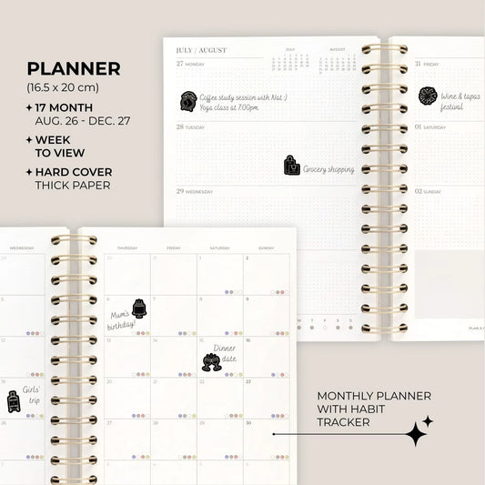 Impressionist Water Lily Aesthetic 2026-2027 Planner