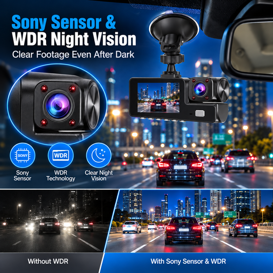 Upgraded 360 Protection Dash Cam: Triple-Lens 1080P Front Cabin Rear Never Drive Blind Again!