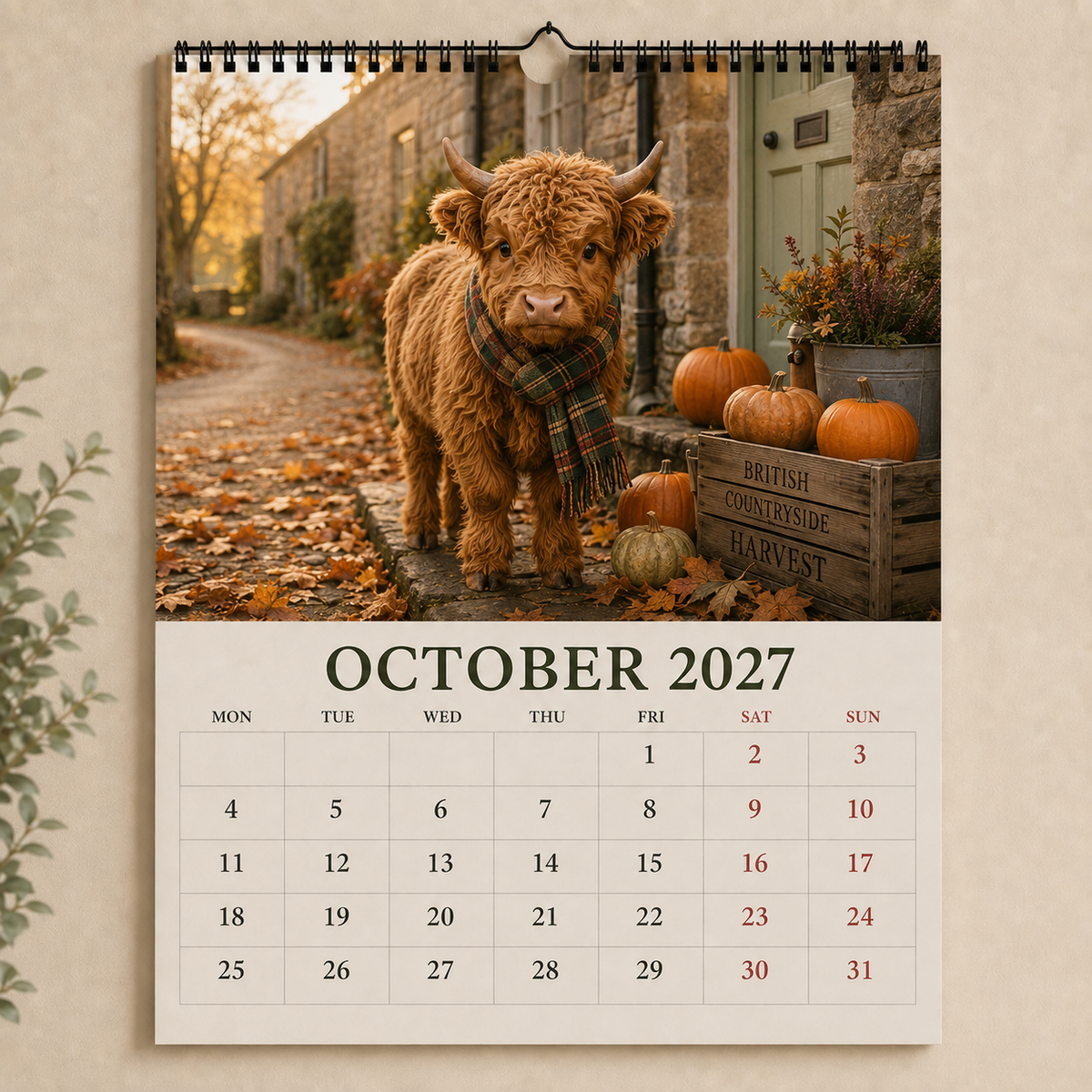 2027 Highland Cows Seasons Calendar