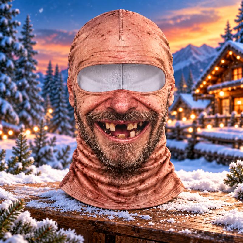 Funny Realistic Face Balaclava | Hilarious Ski & Snowboard Resort Party Mask, Winter Slopes Group Gear
