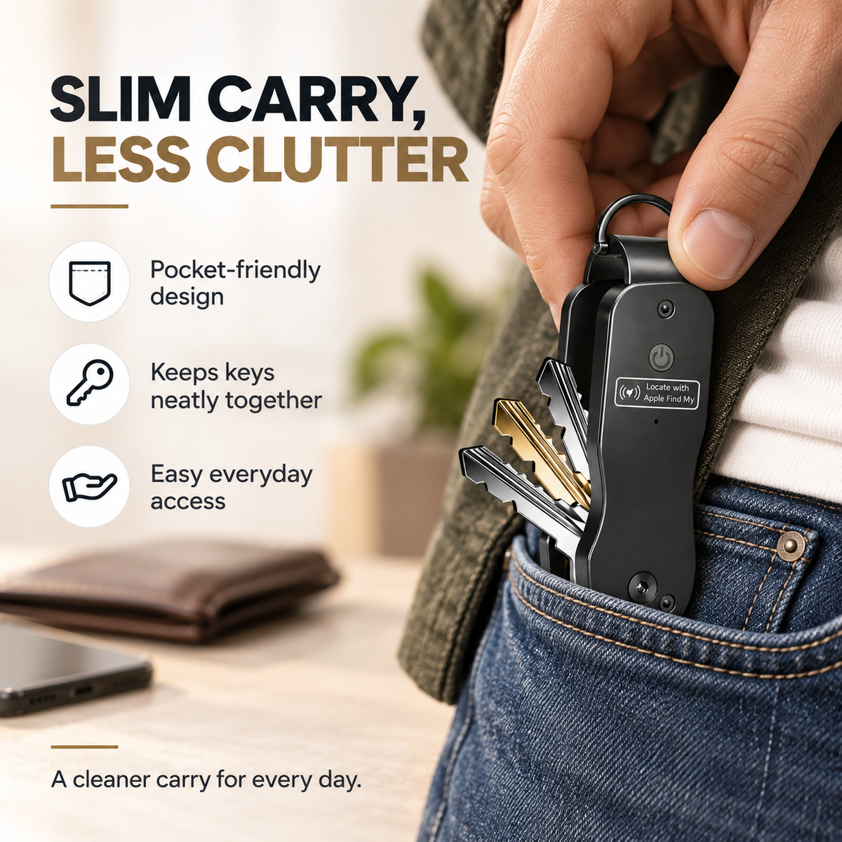 Smart Key Organizer with Apple Find My Compact Everyday Key Holder