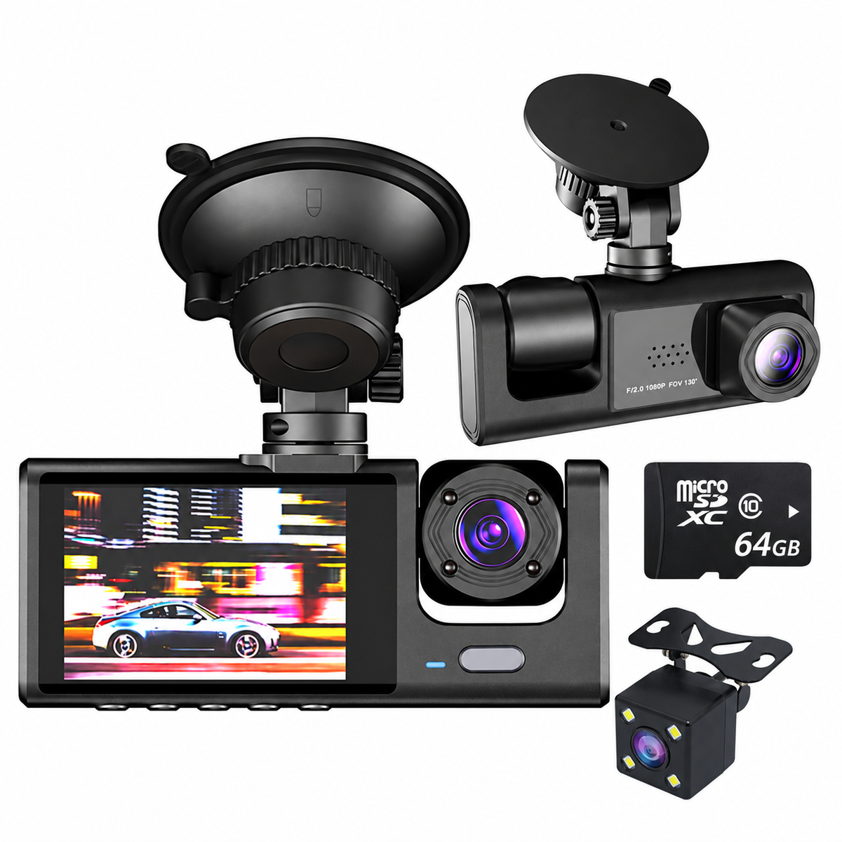 Upgraded 360 Protection Dash Cam Triple-Lens 1080P Front Cabin Rear | WiFi Phone Link Never Drive Blind Again!