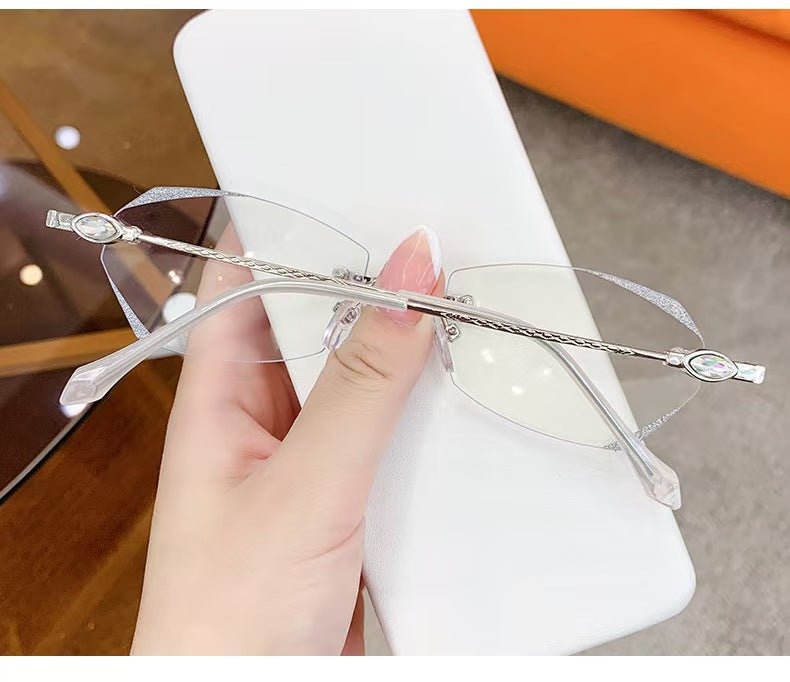 Lowest price of 2026 High-end titanium alloy frameless reading glasses with beveled edges Blocks blue light, radiation