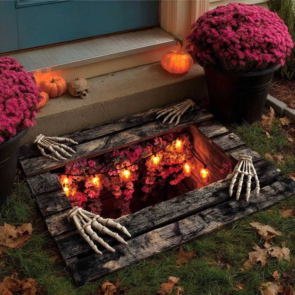 Halloween Plush Doormat Soft Crystal Velvet Entryway Mat, Non-Slip Front Door Rug for Festive Home Decor
