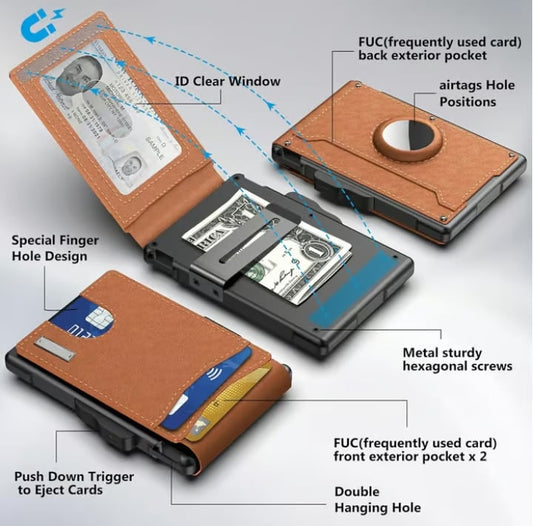 Men's Business Style Pu Leather Card Slots for Airtag, Rfid Blocking Wallet for Daily & Back To School (not Airtag)