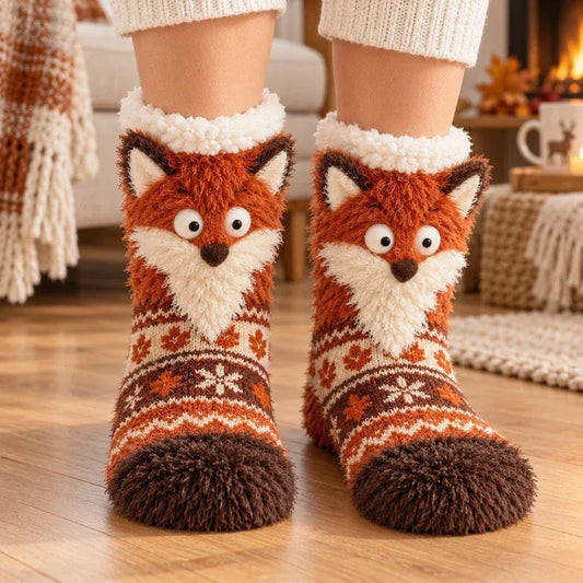 Cozy 3D Animal Fuzzy Slipper Socks Cute & Warm House Socks