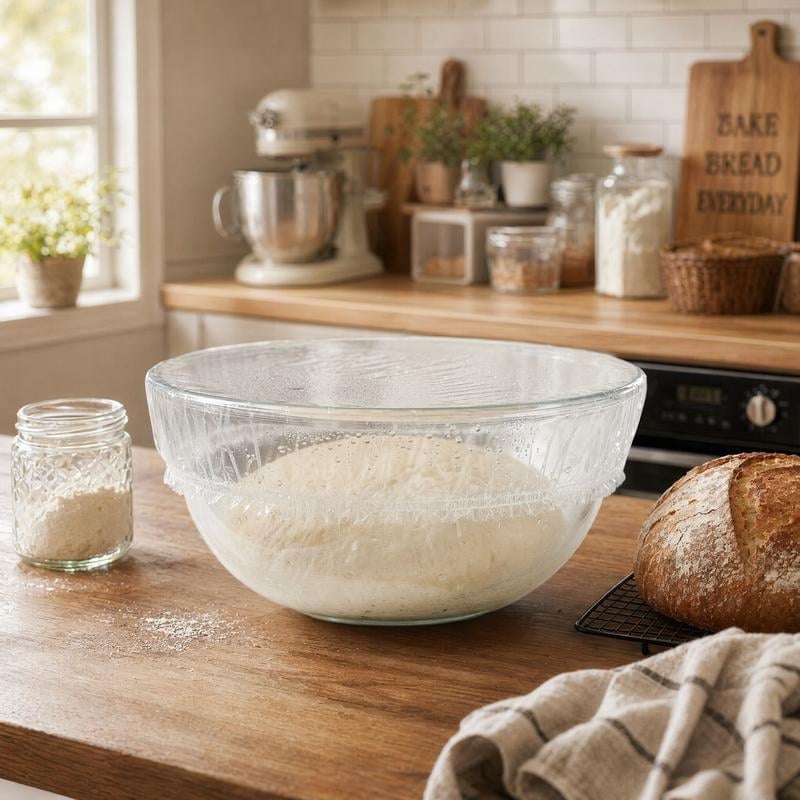 100Pcs Medium Reusable Elastic Plastic Bowl Covers - Kitchen Bread Proofing