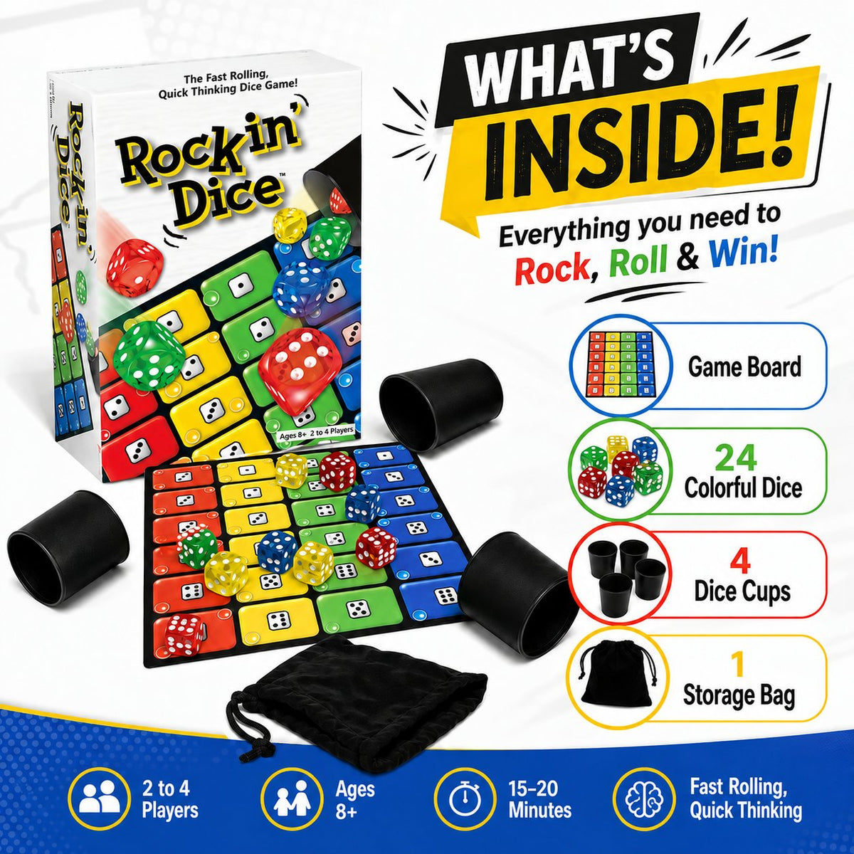 Rocking Dice Game for Family Game Night & Parties