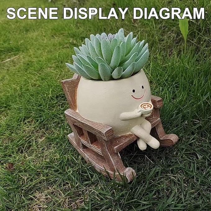 Smiley rocking chair flower pot