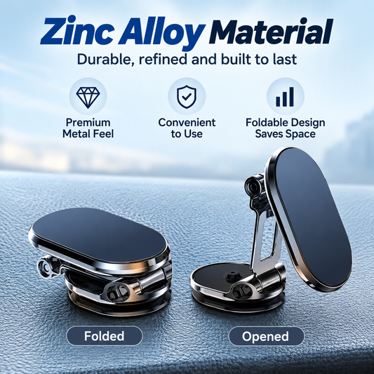 Foldable metal magnetic car phone holder - 360 rotating