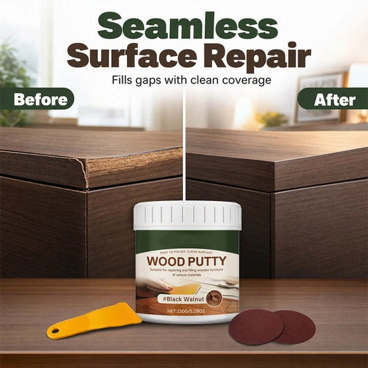 Wood Repair Filler Putty Fills Cracks & Chips, Smooths Surfaces, Blends with Dark Wood