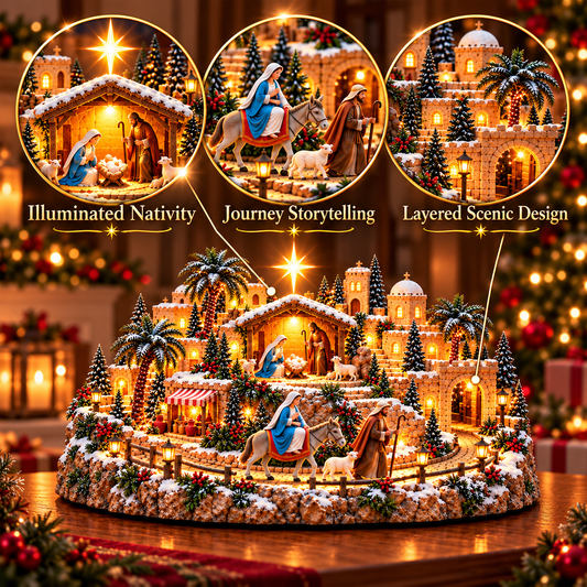 Star of Bethlehem Journey Lighted Nativity Christmas Village with Mary s Holy Journey