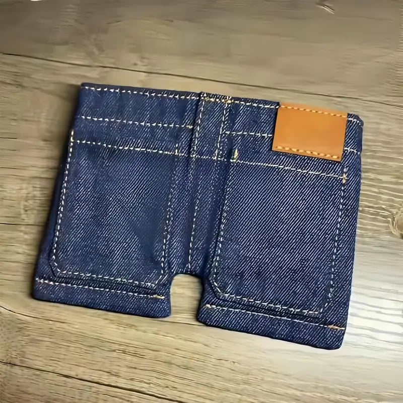 Mini Jeans Shaped Wallet - Denim Bifold Wallet for Men & Women