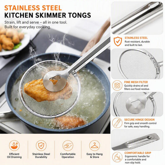 Stainless Steel Oil Strainer Easy Deep-Frying Food Filter for Crispy Cooking