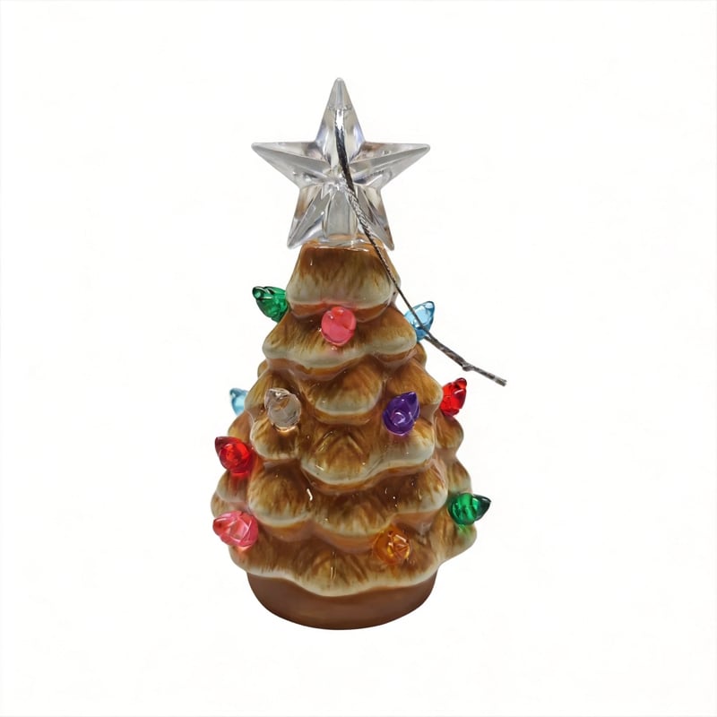 Mini 4.5-inch retro LED ceramic Christmas tree (lighted) suitable for holiday decor or as a gift