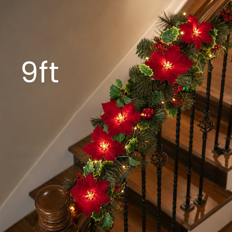 Poinsettia LED Flower String Lights