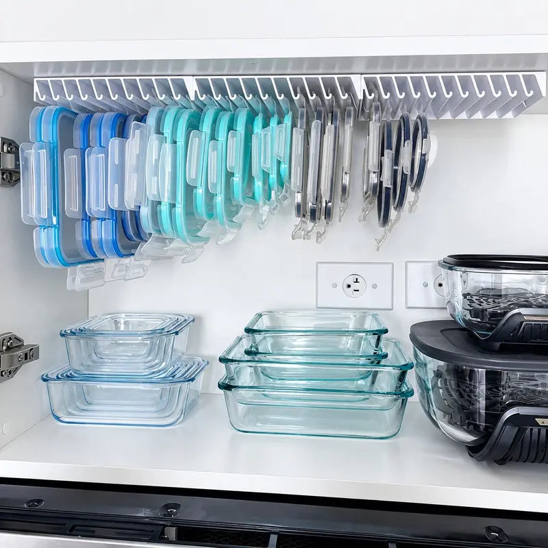LidLoft 10-Slot Lid Organizer Home Storage Holder for Kitchen Cabinet, Drawer, Shelf, Wall Mount Use