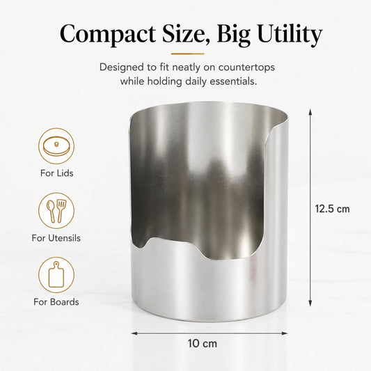 Stainless Steel Pot Lid Holder | Multi-Functional Kitchen Organizer For Lids, Cutting Boards & Utensils