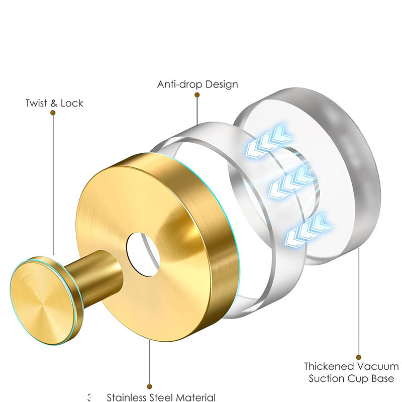 Stainless Steel Suction Cup Hook 6/4/2 PCS for Towels & Robes Hook, Drill-Free Kitchen Hanger