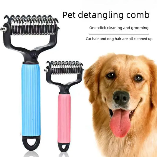 Universal Pet Detangling Comb for Dogs Grooming Tool Double-Sided Stainless Steel for Coat Care & Shedding Removal Easy