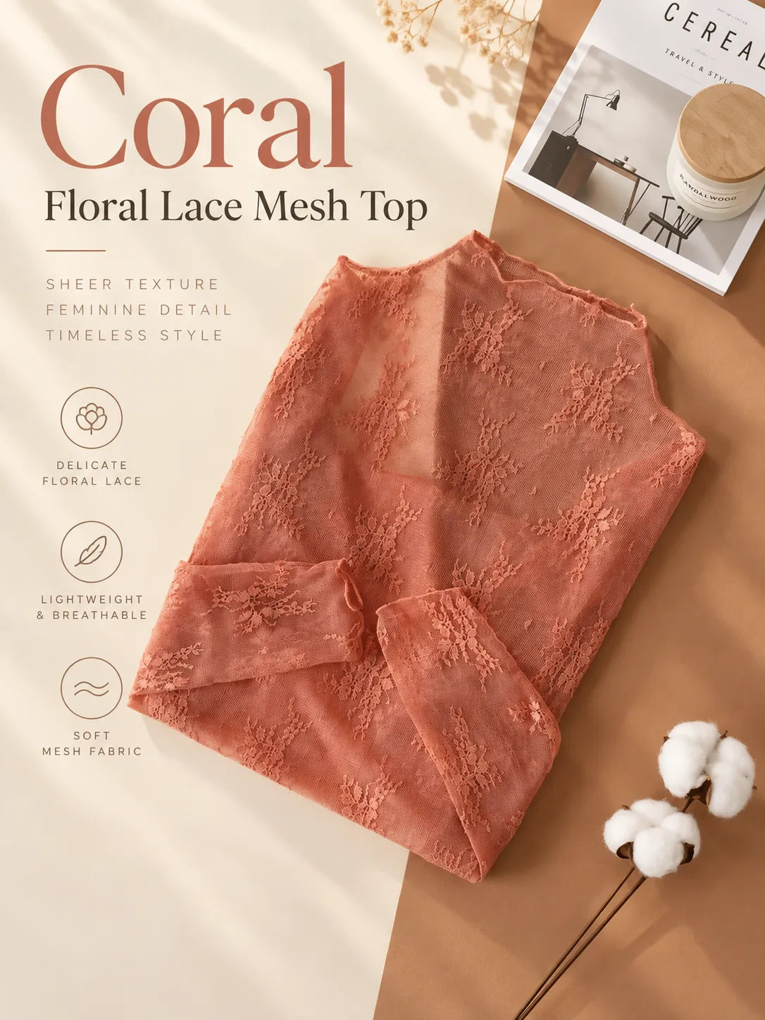 5-Pack Floral Lace Mesh Tops | Elegant Layering Set