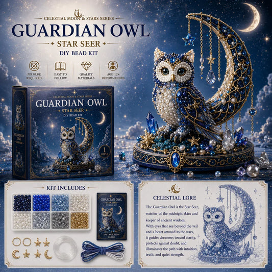Moon Cat Luna Guardian DIY Bead Kit | Celestial Moon & Stars Series