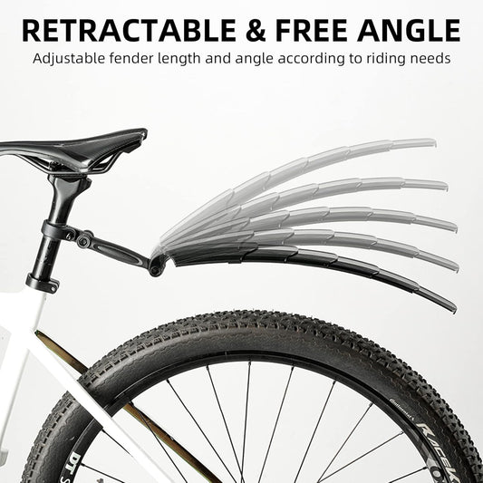 ROCKBROS Retractable Bike Mudguards - Adjustable Fender Set for MTB & Road Bikes