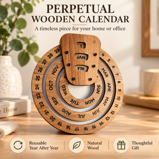 Perpetual calendar, wooden perpetual calendar