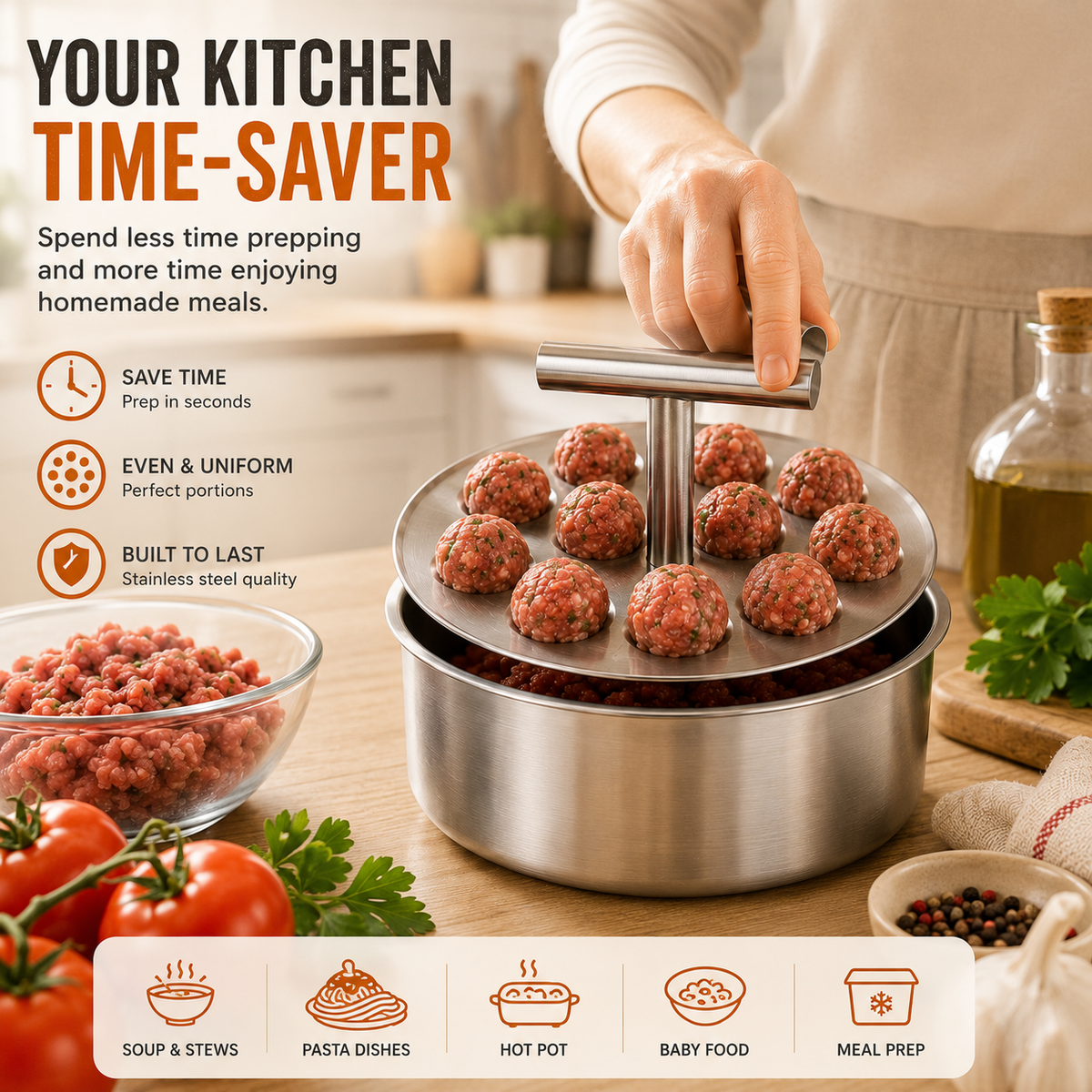 π Stainless Steel Meatball Maker Spoon β Make Perfect Homemade Meatballs Faster
